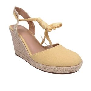 NEW ZBY Chic Mocha Mousse Yellow Espadrille Camel Wedge Sandals Size: 11